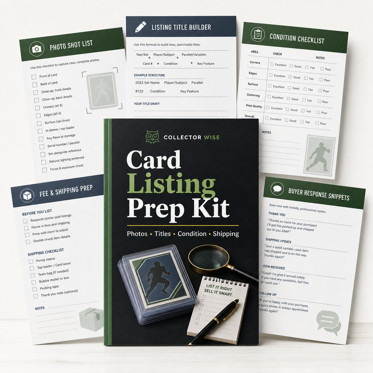 Collector Wise Card Listing Prep Kit digital worksheet preview